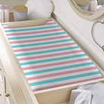 Pink And Teal Striped Pattern Print Changing Pad Cover