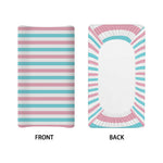 Pink And Teal Striped Pattern Print Changing Pad Cover