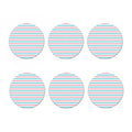 Pink And Teal Striped Pattern Print Coaster Set