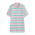 Pink And Teal Striped Pattern Print Cotton Hawaiian Shirt