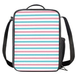 Pink And Teal Striped Pattern Print Crossbody Lunch Bag