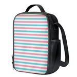 Pink And Teal Striped Pattern Print Crossbody Lunch Bag