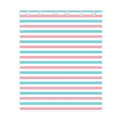 Pink And Teal Striped Pattern Print Curtain