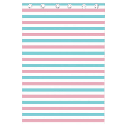 Pink And Teal Striped Pattern Print Curtain