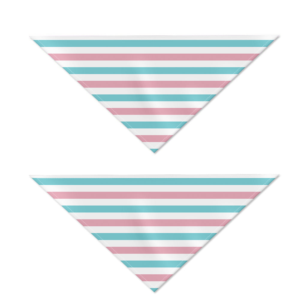 Pink And Teal Striped Pattern Print Dog Bandana