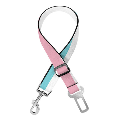 Pink And Teal Striped Pattern Print Dog Seat Belt