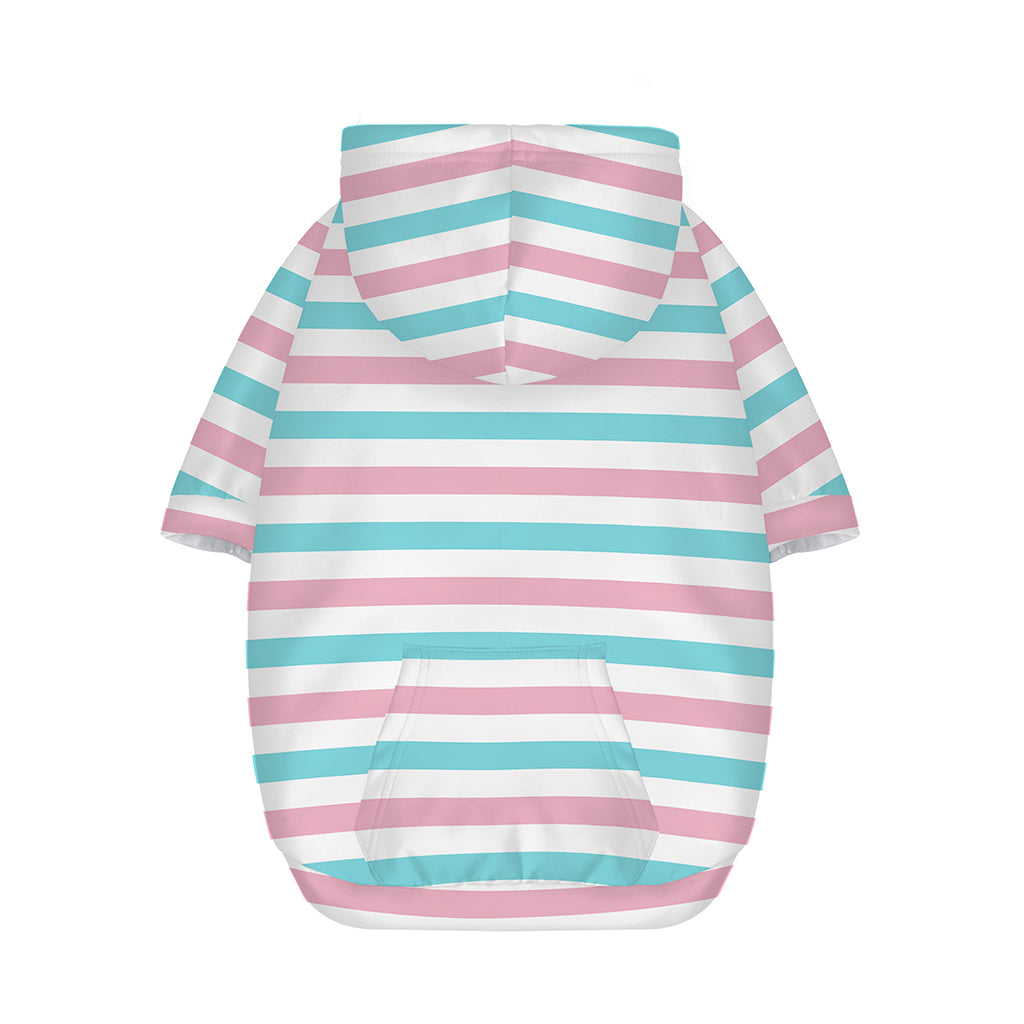 Pink And Teal Striped Pattern Print Dog Zip Up Hoodie