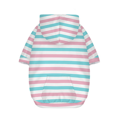 Pink And Teal Striped Pattern Print Dog Zip Up Hoodie