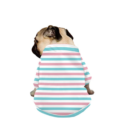 Pink And Teal Striped Pattern Print Dog Zip Up Jacket