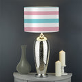 Pink And Teal Striped Pattern Print Drum Lamp Shade