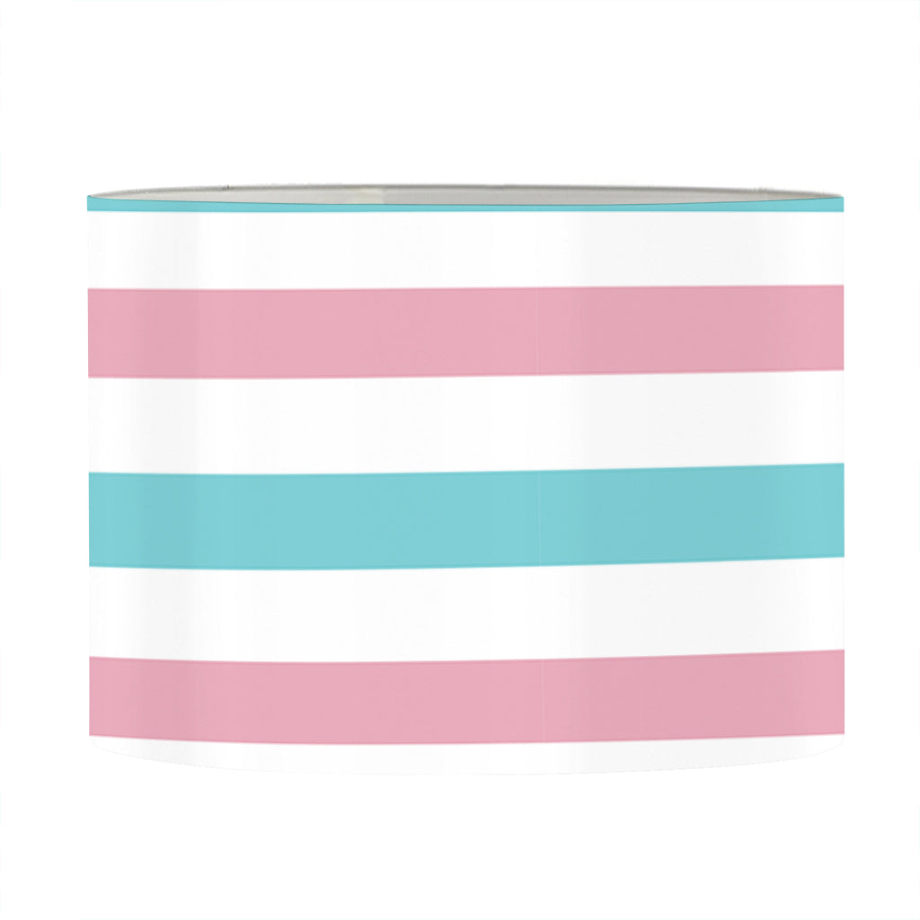 Pink And Teal Striped Pattern Print Drum Lamp Shade