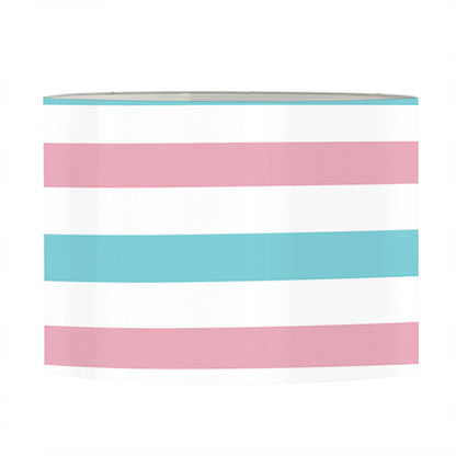 Pink And Teal Striped Pattern Print Drum Lamp Shade
