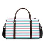 Pink And Teal Striped Pattern Print Duffle Bag