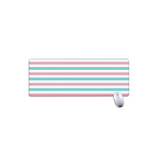Pink And Teal Striped Pattern Print Extended Mouse Pad