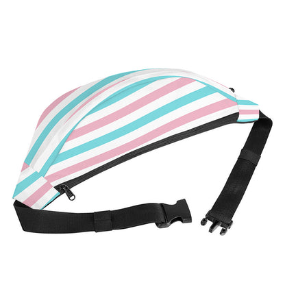 Pink And Teal Striped Pattern Print Fanny Pack