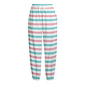 Pink And Teal Striped Pattern Print Fleece Lined Knit Pants