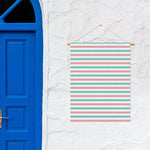Pink And Teal Striped Pattern Print Garden Flag