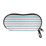 Pink And Teal Striped Pattern Print Glasses Case