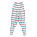 Pink And Teal Striped Pattern Print Hammer Pants
