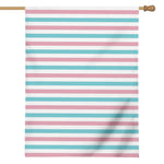 Pink And Teal Striped Pattern Print House Flag