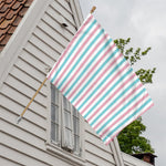 Pink And Teal Striped Pattern Print House Flag
