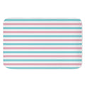 Pink And Teal Striped Pattern Print Indoor Door Mat
