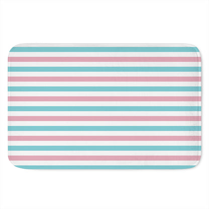 Pink And Teal Striped Pattern Print Indoor Door Mat