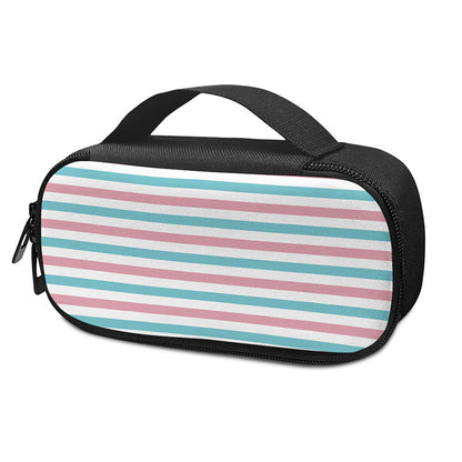 Pink And Teal Striped Pattern Print Insulin Cooler Travel Case