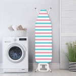 Pink And Teal Striped Pattern Print Ironing Board Cover