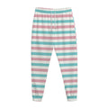 Pink And Teal Striped Pattern Print Jogger Pants