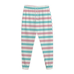 Pink And Teal Striped Pattern Print Jogger Pants
