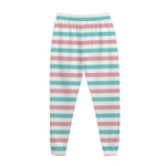 Pink And Teal Striped Pattern Print Jogger Pants