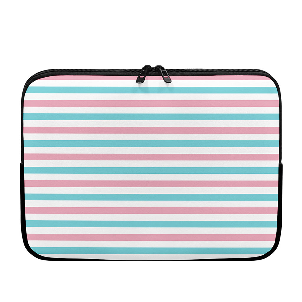 Pink And Teal Striped Pattern Print Laptop Sleeve