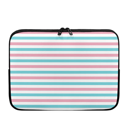 Pink And Teal Striped Pattern Print Laptop Sleeve