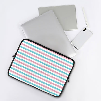 Pink And Teal Striped Pattern Print Laptop Sleeve