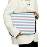 Pink And Teal Striped Pattern Print Laptop Sleeve