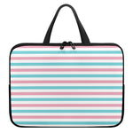 Pink And Teal Striped Pattern Print Laptop Sleeve With Handle