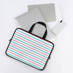 Pink And Teal Striped Pattern Print Laptop Sleeve With Handle