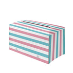 Pink And Teal Striped Pattern Print Leather Tissue Box Cover