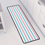 Pink And Teal Striped Pattern Print Long Kitchen Mat