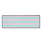 Pink And Teal Striped Pattern Print Long Kitchen Mat