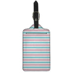 Pink And Teal Striped Pattern Print Luggage Tag