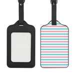 Pink And Teal Striped Pattern Print Luggage Tag