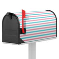 Pink And Teal Striped Pattern Print Mailbox Cover