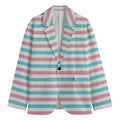 Pink And Teal Striped Pattern Print Men's Blazer