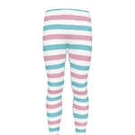 Pink And Teal Striped Pattern Print Men's leggings