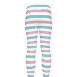 Pink And Teal Striped Pattern Print Men's leggings