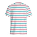 Pink And Teal Striped Pattern Print Men's Athletic T-Shirt