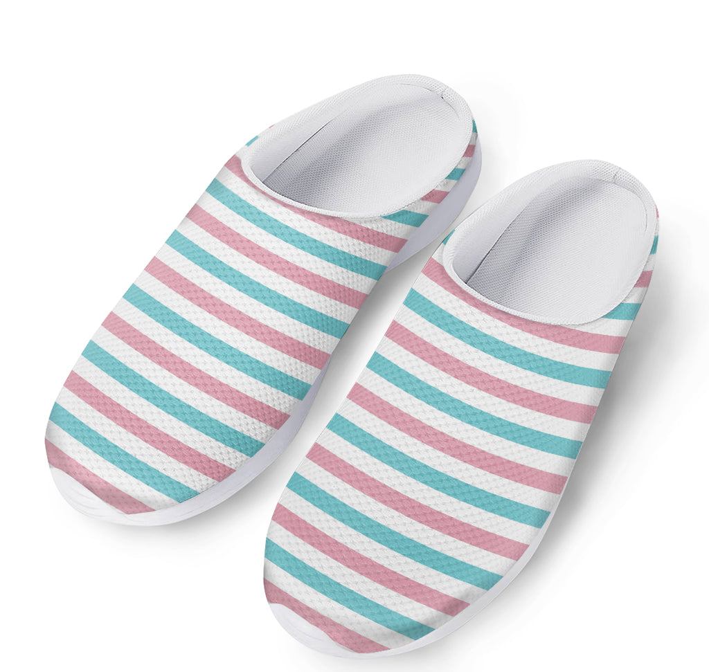 Pink And Teal Striped Pattern Print Mesh Casual Shoes