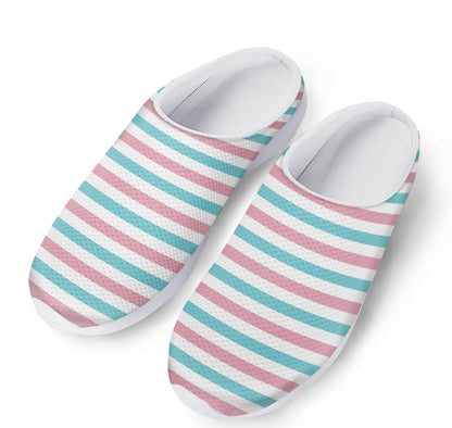 Pink And Teal Striped Pattern Print Mesh Casual Shoes